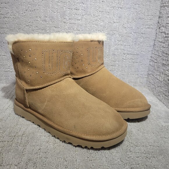 UGG Classic Gem Mini Women's Size 8 US Chestnut Suede Winter Boots 1125911 - Picture 6 of 12